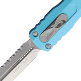 Microtech Dirac DE Auto OTF Knife Satin Serrated Dagger Blade Turquoise Aluminum Handle For Everyday Carry by Microtech