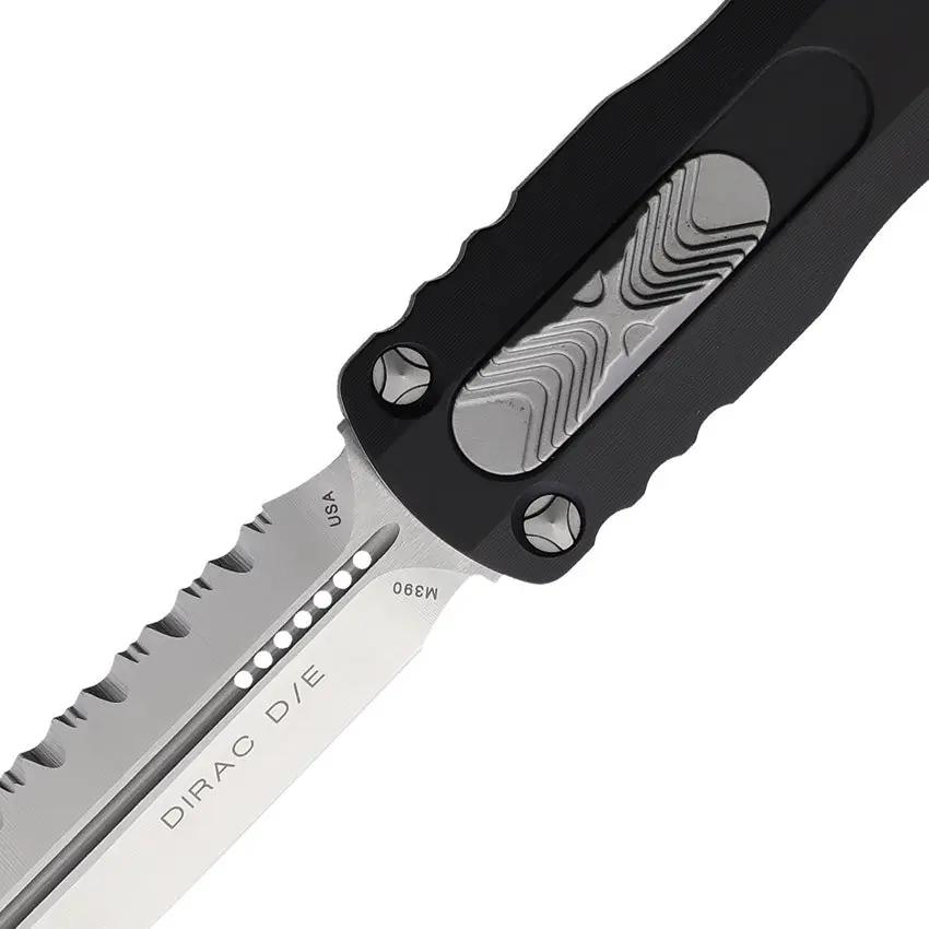 Microtech Auto Dirac D E OTF Knife Premium Serrated Double Edge Blade With Glass Breaker For Tactical EDC FS Black by Microtech