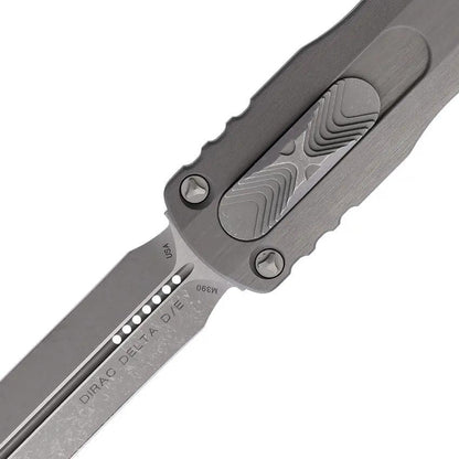 Microtech Auto Dirac Delta D E OTF Knife Auto Opening M390 Dagger Blade Gray Aluminum Handle EDC Ready Premium by Microtech