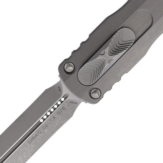 Microtech Auto Dirac Delta D E OTF Knife Auto Opening M390 Dagger Blade Gray Aluminum Handle EDC Ready Premium by Microtech