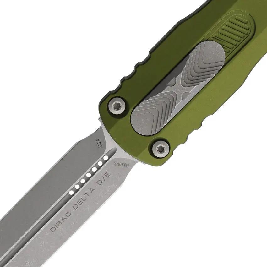 Microtech Dirac Delta D E Auto OTF Knife With Dagger M390 Blade Apocalypse Finish OD Green For Collectors by Microtech