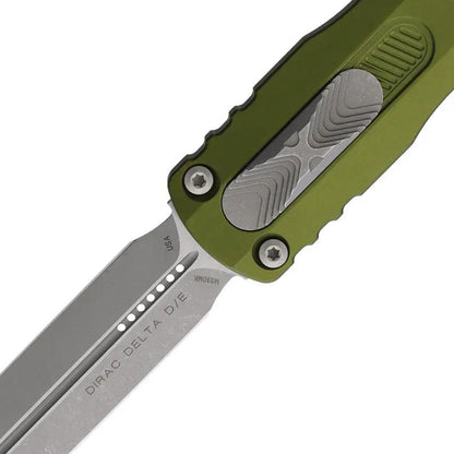 Microtech Dirac Delta D E Auto OTF Knife With Dagger M390 Blade Apocalypse Finish OD Green For Collectors by Microtech