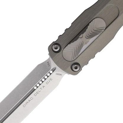 Microtech Auto Dirac Delta D E OTF Knife Gray Aluminum Handle M390 Dagger Blade 5.63in Closed For EDC Enthusiasts by Microtech