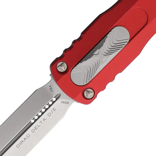 Microtech Auto Dirac Delta DE OTF Automatic Opening EDC Knife With Red Aluminum Handle 3.75In M390 Dagger Blade by Microtech