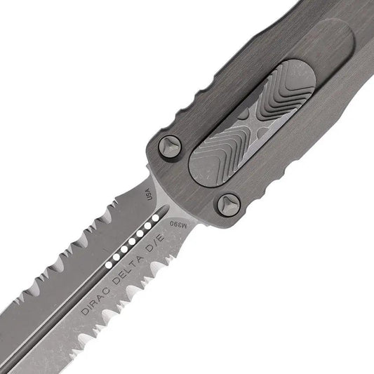 Microtech Auto Dirac Delta D E OTF Knife For EDC Enthusiasts With 5.63in Closed M390 Dagger Blade Apocalyptic Finish by Microtech