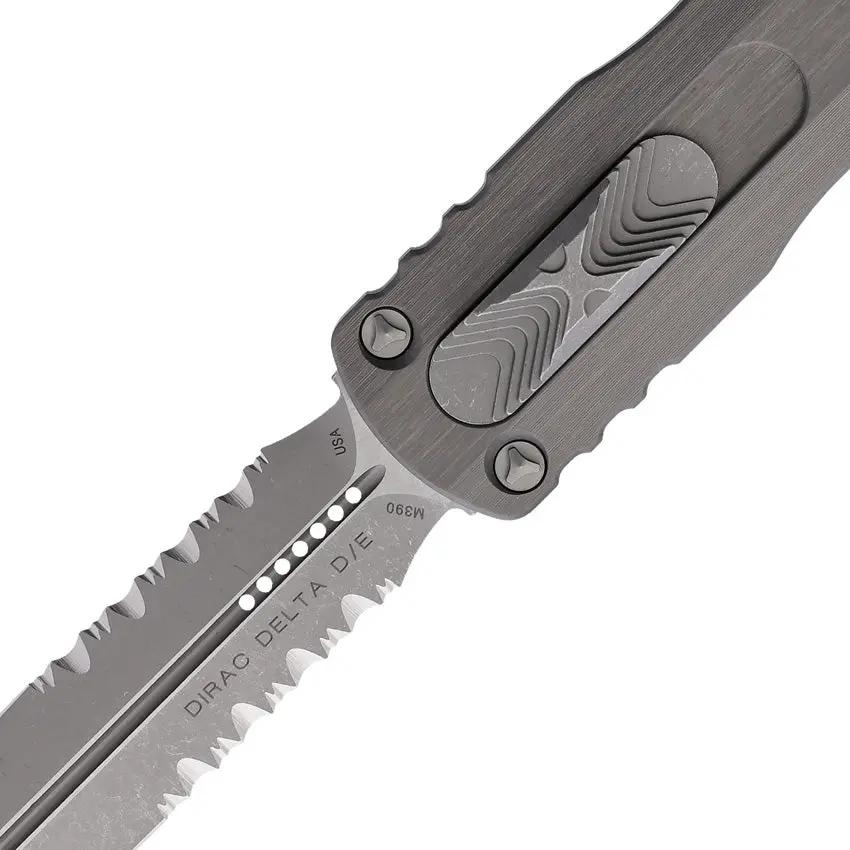Microtech Auto Dirac Delta D E OTF Knife For EDC Enthusiasts With 5.63in Closed M390 Dagger Blade Apocalyptic Finish by Microtech