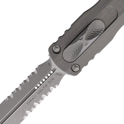 Microtech Auto Dirac Delta D E OTF Knife For EDC Enthusiasts With 5.63in Closed M390 Dagger Blade Apocalyptic Finish by Microtech