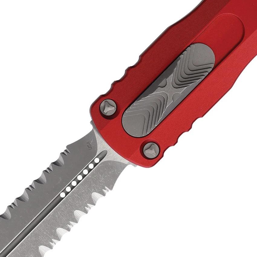 Microtech Auto Dirac Delta OTF Knife With M390 Dagger Blade Red Aluminum Handle Glass Breaker For Tactical Collectors by Microtech