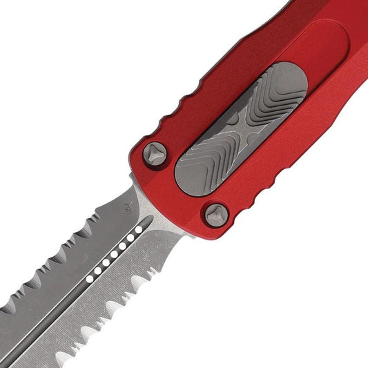 Microtech Auto Dirac Delta OTF Knife With M390 Dagger Blade Red Aluminum Handle Glass Breaker For Tactical Collectors by Microtech