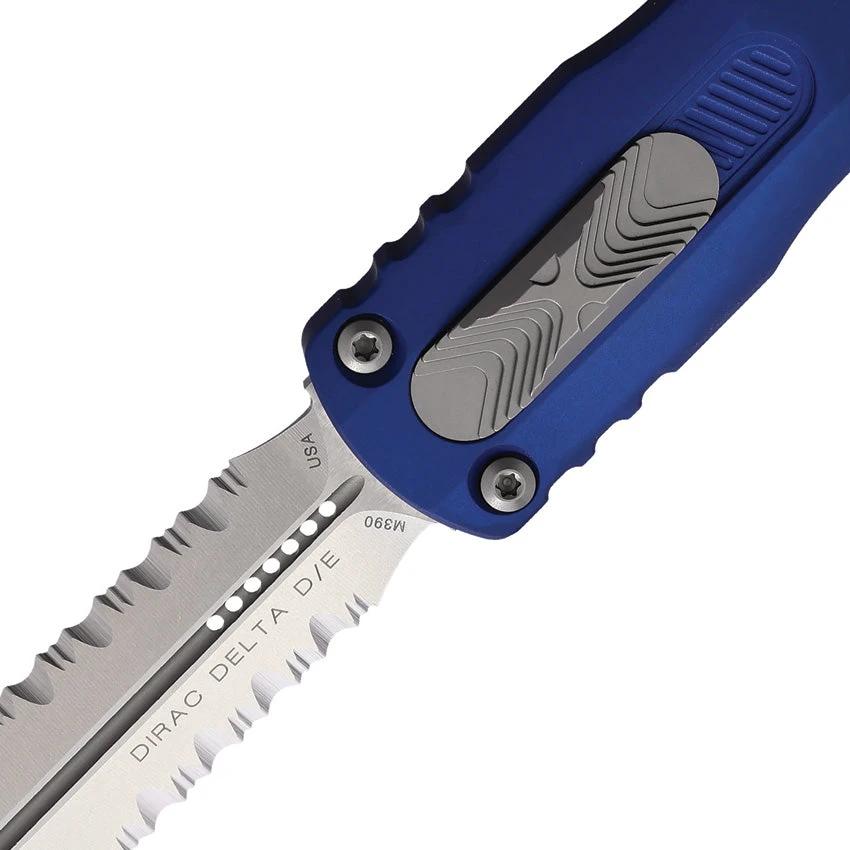 Microtech Auto Dirac Delta D E Knife With Auto Opening M390 Dagger Blade Glass Breaker Navy Aluminum EDC Enthusiasts by Microtech