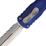 Microtech Auto Dirac Delta OTF Knife Navy Aluminum Handle Glass Breaker Serrated M390 For Tactical Enthusiasts by Microtech