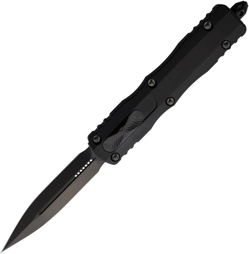 Microtech Auto Dirac Delta Double Edge OTF Knife With Black DLC Blade And Aluminum Handle For Tactical EDC Enthusiasts by Microtech