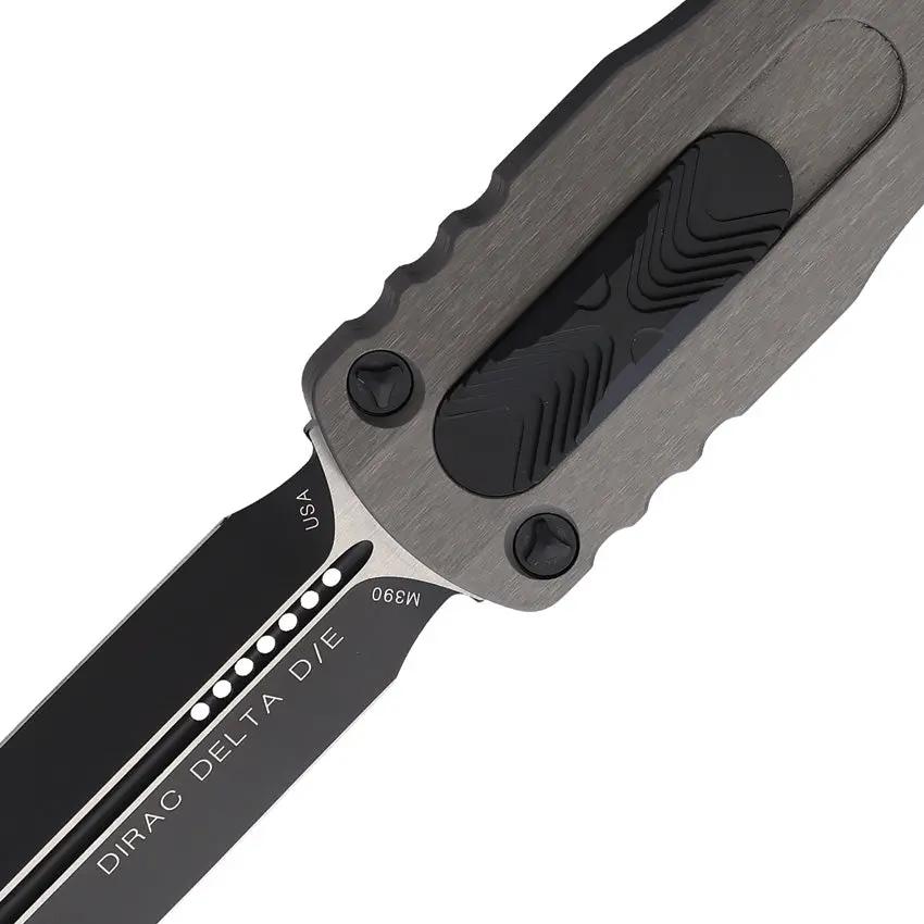 Microtech Auto Dirac Delta D E OTF Knife For EDC Enthusiasts With M390 Dagger Blade Gray Aluminum Handle by Microtech