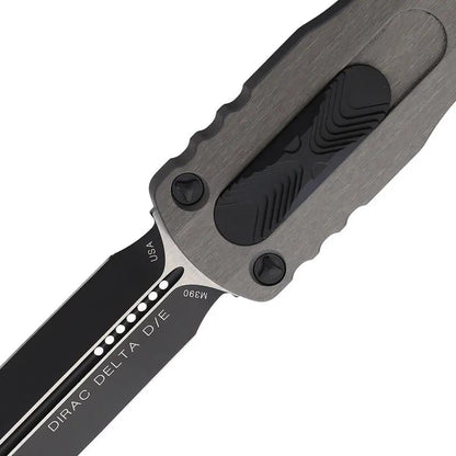 Microtech Auto Dirac Delta D E OTF Knife For EDC Enthusiasts With M390 Dagger Blade Gray Aluminum Handle by Microtech