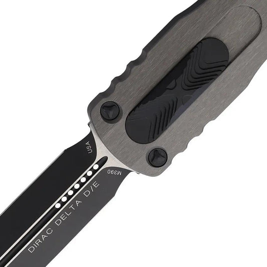 Microtech Auto Dirac Delta D E OTF Knife For EDC Enthusiasts With M390 Dagger Blade Gray Aluminum Handle by Microtech