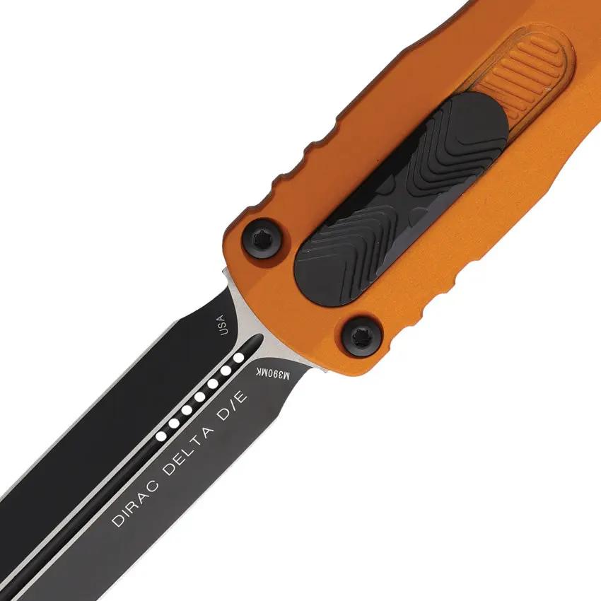 Microtech Auto Dirac Delta D E OTF Knife With Automatic Opening Tangerine Aluminum Handle Glass Breaker For Tactical Pros by Microtech