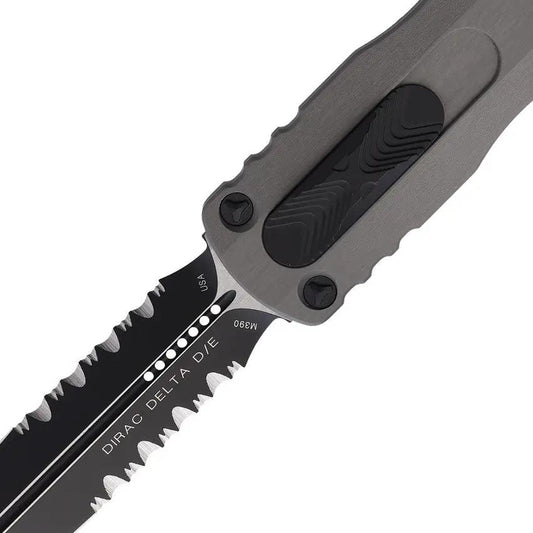 Microtech Auto Dirac Delta OTF Knife D E 3.79in M390 Premium Two Tone Serrated Aluminum EDC For Tactical Enthusiasts by Microtech
