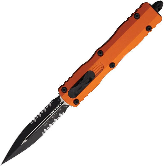 Microtech Auto Dirac Delta OTF Knife 3.79 Inch Blade Orange Aluminum Handle Glass Breaker For Tactical Pros by Microtech