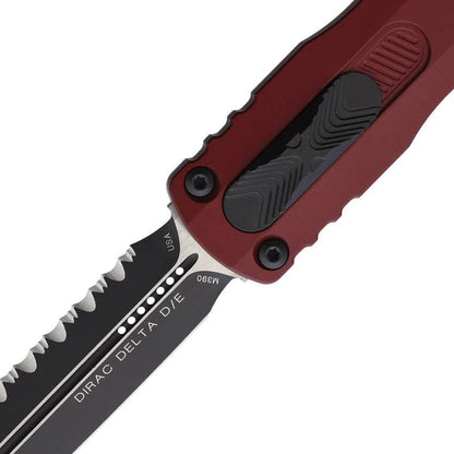 Microtech Auto Dirac Delta DE OTF Knife EDC Ready With M390 Dagger Blade Merlot Aluminum Glass Breaker Pocket Clip by Microtech