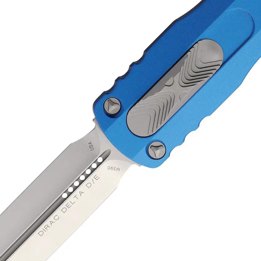 Microtech Auto Dirac Delta OTF Knife With Blue Aluminum Handle And M390 Dagger Blade For Tactical EDC by Microtech
