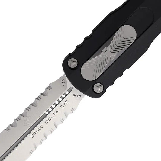 Microtech Auto Dirac Delta D E OTF Satin Blade 3.75in Partial Serrated Bohler M390 Glass Breaker For EDC Enthusiasts by Microtech