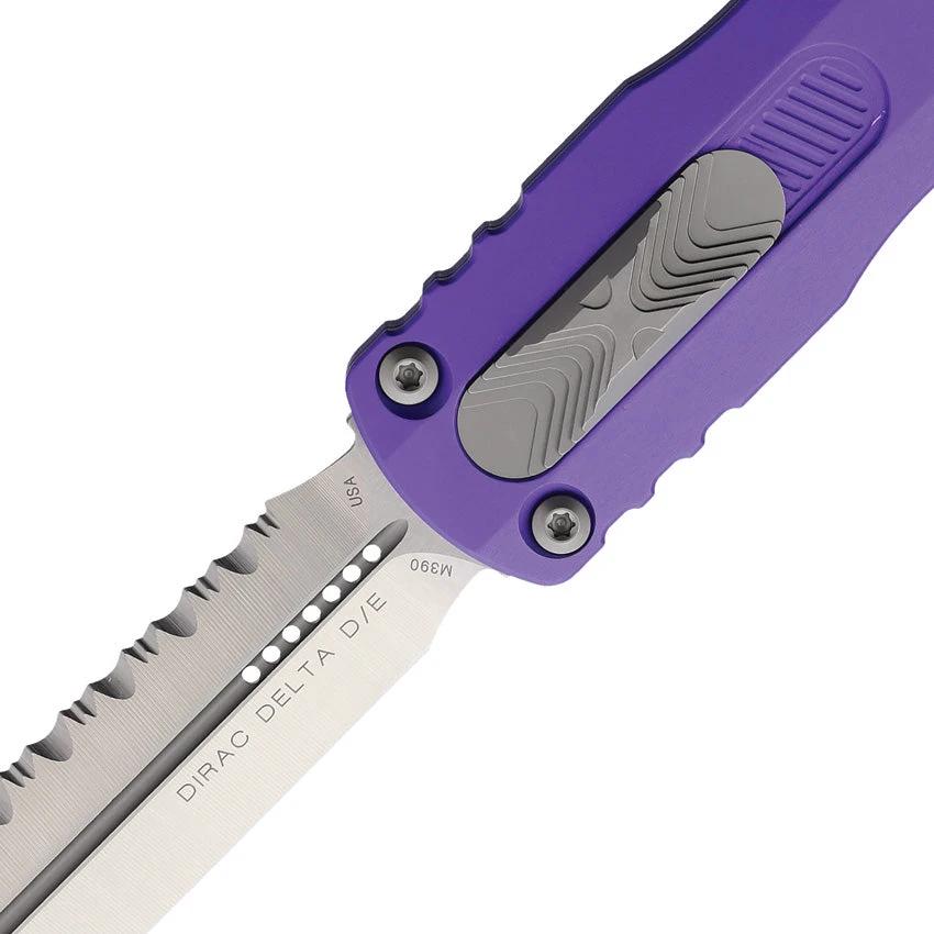 Microtech Auto Dirac Delta DE OTF Knife With M390 Double Edge Blade Purple Handle Glass Breaker For Tactical EDC by Microtech