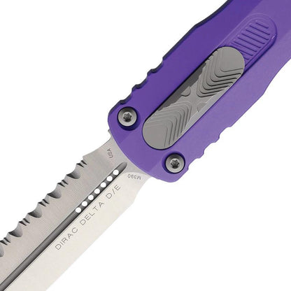 Microtech Auto Dirac Delta DE OTF Knife With M390 Double Edge Blade Purple Handle Glass Breaker For Tactical EDC by Microtech