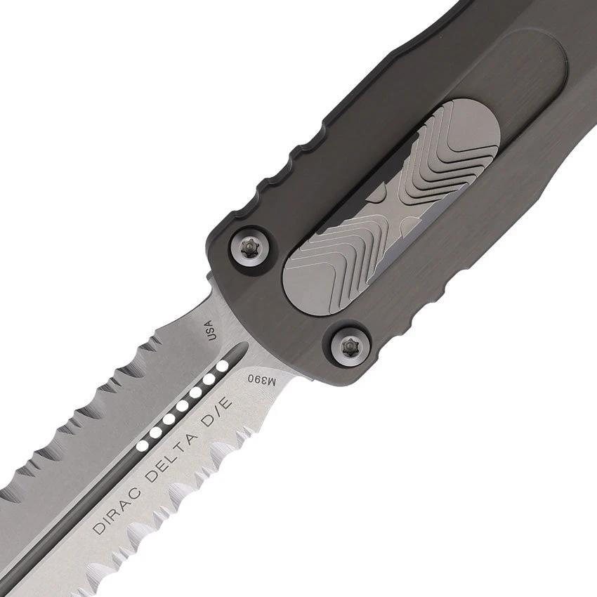 Microtech Auto Dirac Delta D E OTF Knife For EDC Enthusiasts Automatic Opening 3.79in M390 Gray Aluminum by Microtech