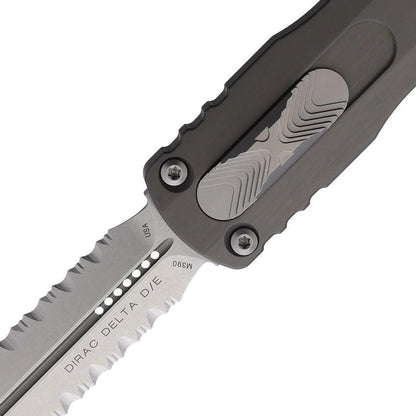Microtech Auto Dirac Delta D E OTF Knife For EDC Enthusiasts Automatic Opening 3.79in M390 Gray Aluminum by Microtech