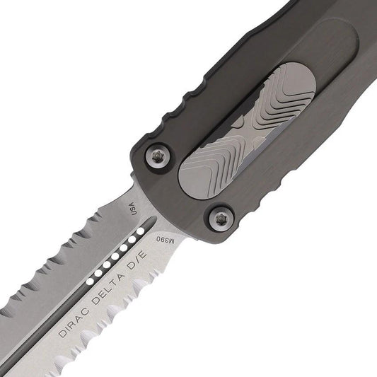 Microtech Auto Dirac Delta D E OTF Knife For EDC Enthusiasts Automatic Opening 3.79in M390 Gray Aluminum by Microtech