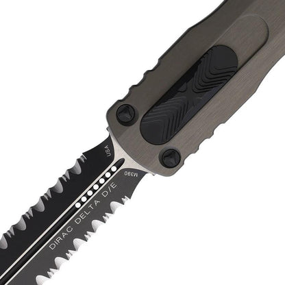 Microtech Auto Dirac Delta D/E OTF Gry 227-D3NC Tactical EDC Knife With Auto Opening, Serrated Double-Edge Blade by Microtech