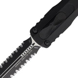 Microtech Auto Dirac Delta OTF Tactical Knife with Double Edge Serrated Dagger Blade Black Aluminum Handle by Microtech