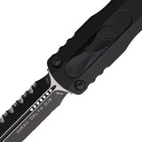 Microtech Dirac Delta D E OTF Knife Auto Opening Black Aluminum Handle Glass Breaker Dual Serrated Blade Tactical EDC by Microtech