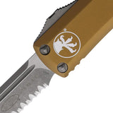 Microtech UTX 85 Auto OTF Knife Tan Aluminum Handle Partially Serrated Premium Steel Blade For EDC Enthusiasts by Microtech