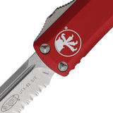 Microtech UTX-85 Auto OTF Knife Red Aluminum Handle Glass Breaker 3.13in Serrated Blade EDC Tactical by Microtech