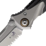 Microtech Socom Bravo Mini Framelock Knife Bead Blast Partially Serrated Blade Titanium Handle Carbon Fiber Inlay EDC by Microtech
