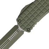 Microtech Auto Hera OTF Knife With Forest Green Cerakote Frag Aluminum Handle And Pocket Clip For EDC Enthusiasts by Microtech