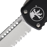 Microtech Auto Hera OTF Knife With Black Aluminum Handle 3 Inch Serrated Blade For EDC Enthusiasts by Microtech