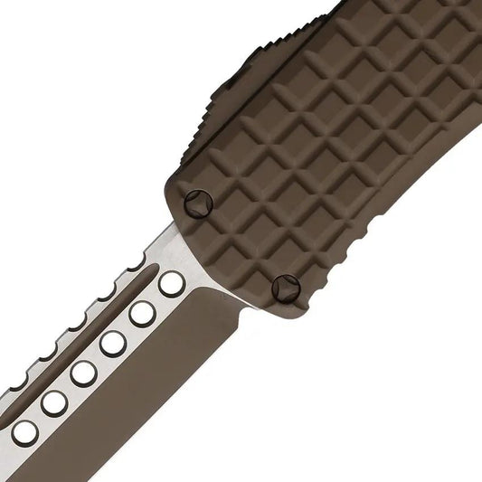 Microtech Auto Hera HH OTF Knife Premium Brown Cerakote Tanto Blade Frag Pattern Aluminum Handle EDC by Microtech