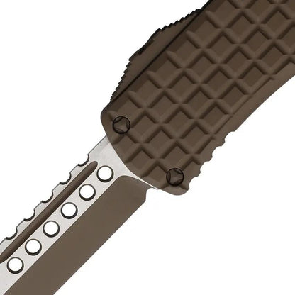 Microtech Auto Hera HH OTF Knife Premium Brown Cerakote Tanto Blade Frag Pattern Aluminum Handle EDC by Microtech