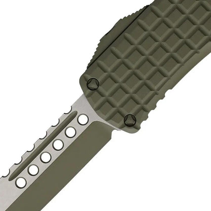Microtech Auto Hera OTF Knife Green Cerakote Tanto With Frag Aluminum Handle For EDC Enthusiasts by Microtech