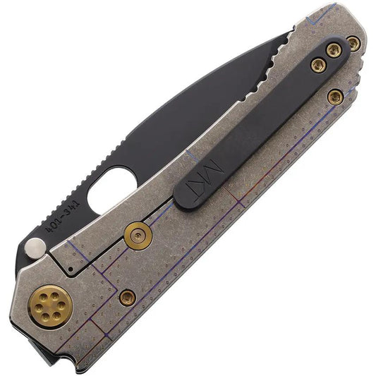 Medford 187 DP Framelock Tiger Knife - Black DLC Coated D2 Tool Steel Drop Point Blade With Titanium Handle by Medford