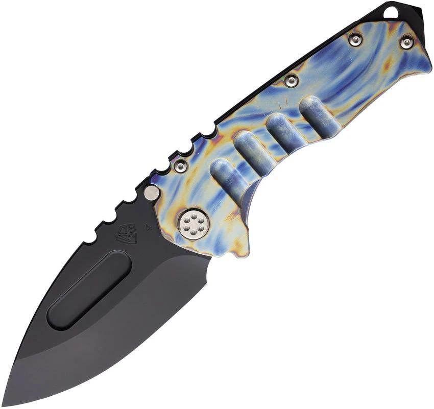 Medford Praetorian T Framelock Knife - Black DLC S45VN Drop Point Blade, Flame Anodized Titanium Handle