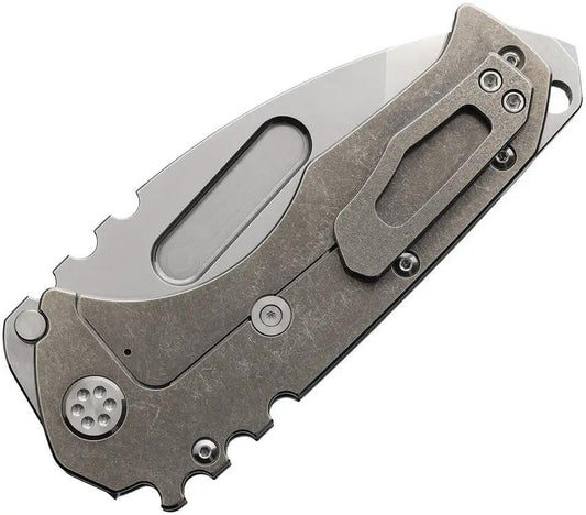 Medford Praetorian T Framelock - 3.75 Inch CPM-20CV Tanto Blade, Tumbled Titanium Handle by Medford