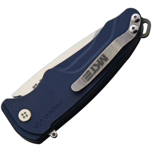 Medford Smooth Criminal Button Lock MK039STQ-44A4 - S35VN Drop Point Blade With Blue Aluminum Handle And Extended Tang by Medford
