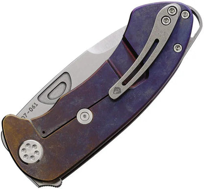 Medford Theseus Framelock Knife - Bronze Violet Fade Titanium Handle Extended Tang Lanyard Clip Water Tight Case by Medford