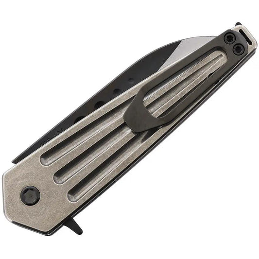 Medford Nosferatu Button Lock Knife - Gray Titanium Handle S35VN Blade With PVD Coating by Medford