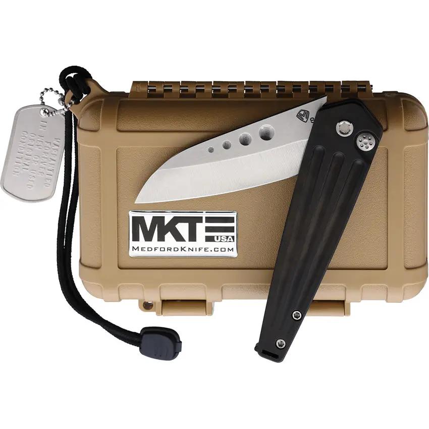 Medford Nosferatu Button Lock Knife - S35VN Blade With Black PVD Titanium Handle And Watertight Case by Medford