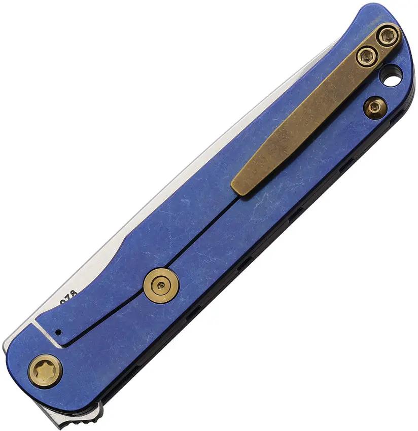 Medford The T-Bone Framelock - Blue Titanium Handle With Blue And Black Mosaic Onlay And S45VN Tanto by Medford