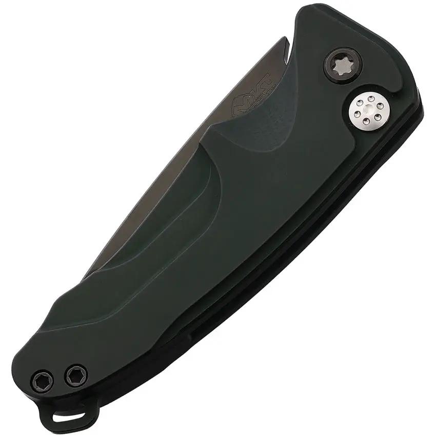 Medford Auto Smooth Criminal Button Knife Automatic Opening 3In S35VN Drop Point Blade OD Green Aluminum Handle by Medford